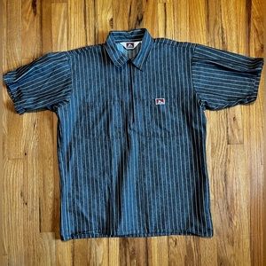 Ben Davis USA Striped 1/2 Zip Shirt - Butcher Stripe
